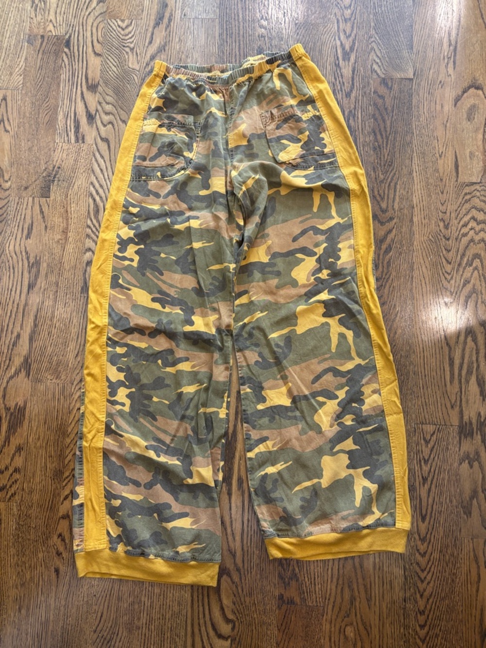 Hard Tail Camo Track Pants with Yellow Side Panels